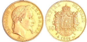 Napoléon III (1852-1870) - 50 francs tête laurée 1865 A (Paris)