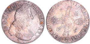 Louis XIV (1643-1715) - Ecu aux 8 L, 2ème type à la tête laurée - 1704 O (Riom)