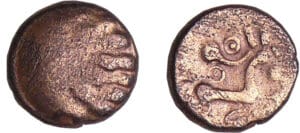 Rèmes - Quart de statère en élèctrum à la patte d'ours (80-50 av. J.-C.)