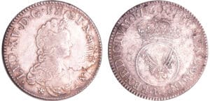 Louis XV (1715-1774) - Ecu vertugadin - 1716 B (Rouen) Flan Réf Louis XV (1715-1774) - Ecu vertugadin - 1716 B (Rouen) Flan Réf
