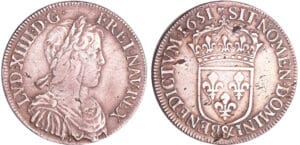 Louis XIV (1643-1715) - ½ écu à la mèche longue - 1651 & (Aix)