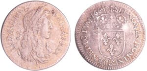 Louis XIV (1643-1715) - 1/12 d'écu au buste juvénile - 1664 & (Aix)
