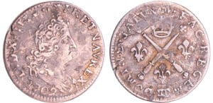 Louis XIV (1643-1715) - 5 sols aux insignes - 1702 CC (Besançon)