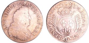 Louis XIV (1643-1715) - ½ écu aux palmes - 1694 D (Lyon) Flan Réf