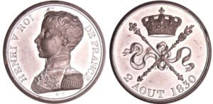 Henri V Comte de Chambord (1820-1883) - Module 5 francs 2 août 1830 Henri V Comte de Chambord (1820-1883) - Module 5 francs 2 août 1830