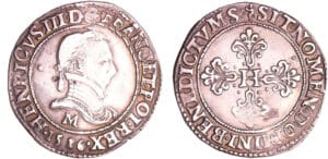 Henri III (1574-1589) - Franc au col plat - 1586 M (Toulouse) Henri III (1574-1589) - Franc au col plat - 1586 M (Toulouse)