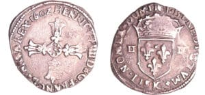 Henri IV (1589-1610) - Quart d'écu à la croix feuillue - 1602 K (Bordeaux) Henri IV (1589-1610) - Quart d'écu à la croix feuillue - 1602 K (Bordeaux)
