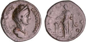 Faustine Mère - Sesterce (147, Rome) - La Piétè