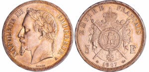 Napoléon III (1852-1870) - 5 francs tête laurée 1867 A (Paris)