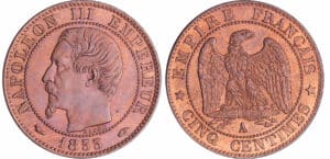 Napoléon III (1852-1870) - 5 centimes tête nue 1855 A (Paris)