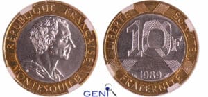 Cinquième république (1959- ) - 10 francs Montesquieu 1989