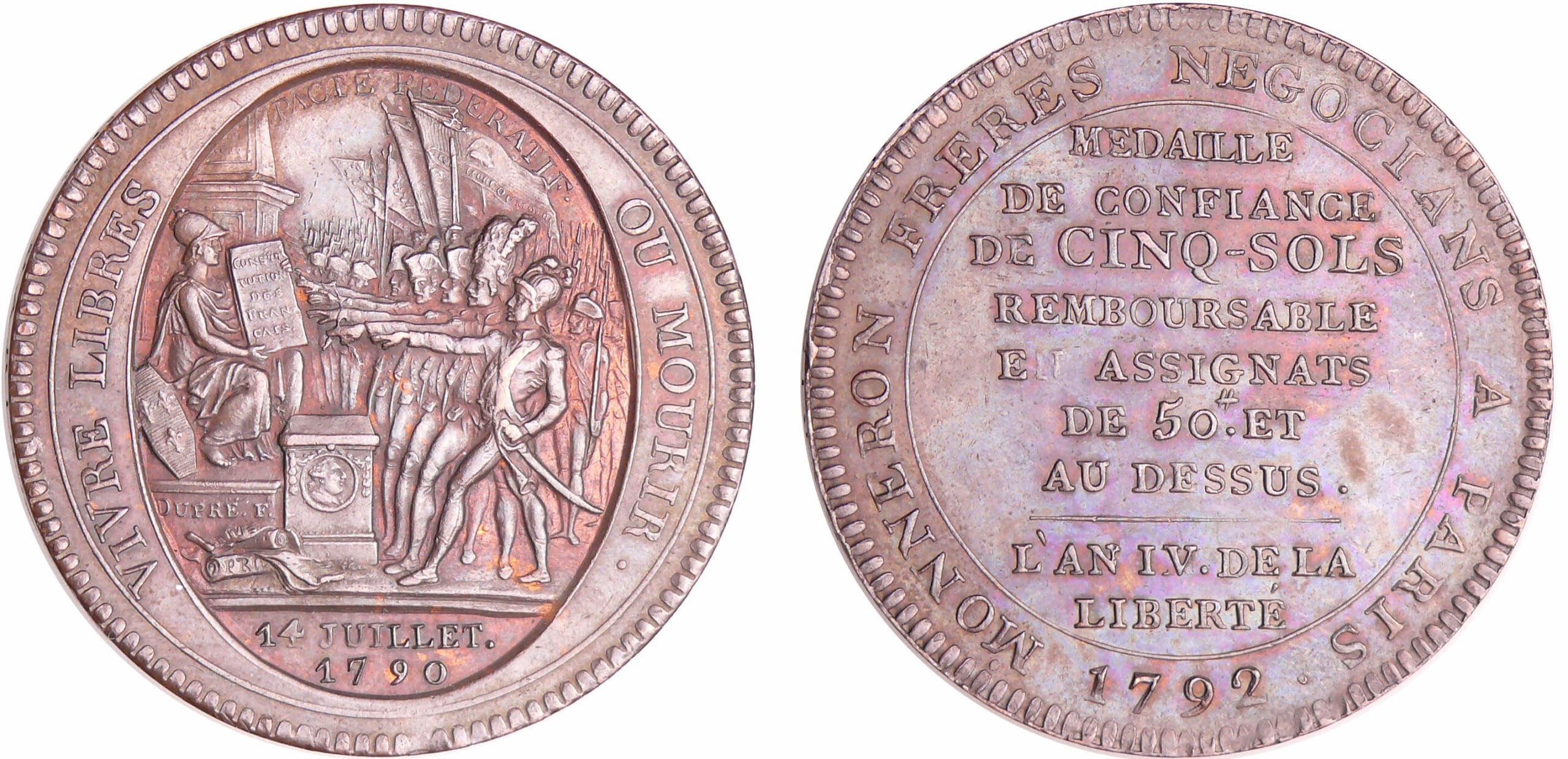 Constitution (1791-1792) - Monneron de 5 sols - 1792 - AN IV Constitution (1791-1792) - Monneron de 5 sols - 1792 - AN IV