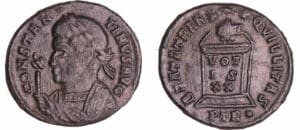 Constantin 1er - Nummus (322-323, Trèves) - Autel Constantin 1er - Nummus (322-323, Trèves) - Autel
