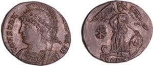Constantin 1er - Nummus (330-333, Arles) - La Victoire Constantin 1er - Nummus (330-333, Arles) - La Victoire