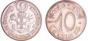 Troisième république (1871-1940) - Essai de 10 centimes Chambre de Commerce de Marseille, 1916 Troisième république (1871-1940) - Essai de 10 centimes Chambre de Commerce de Marseille, 1916