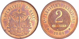 Haïti, république - 2 centimes 1889 Pattern (essai)