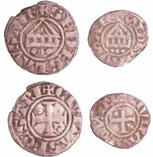 Savoie - Evêché de Lausanne - Denier et obole au temple XIIème siècle. Savoie - Evêché de Lausanne - Denier et obole au temple XIIème siècle.