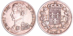 Henri V Comte de Chambord (1820-1883) - 1 franc 1831 Henri V Comte de Chambord (1820-1883) - 1 franc 1831