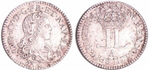 Louis XV (1715-1774) - Livre d’argent dite « de la Compagnie des Indes » - 1720 A (Paris) avec la rosette Louis XV (1715-1774) - Livre d’argent dite « de la Compagnie des Indes » - 1720 A (Paris) avec la rosette
