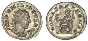 Philippe 1er - Antoninien (247/249, Rome) Rome assise Philippe 1er - Antoninien (247/249, Rome) Rome assise