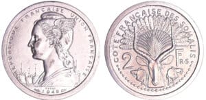 Djibouti - 2 francs 1948 essai piéfort Djibouti - 2 francs 1948 essai piéfort