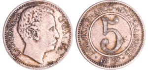 Nouvelle-Calédonie - 5 francs 1882 sans la siganture "C.T" Nouvelle-Calédonie - 5 francs 1882 sans la siganture "C.T"