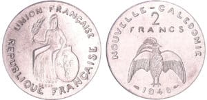 Nouvelle-Calédonie - 2 francs 1948 sans listel Nouvelle-Calédonie - 2 francs 1948 sans listel