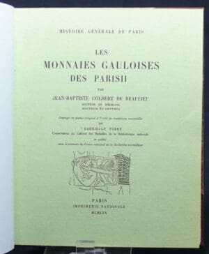 Les monnaies Gauloises des Parisii, J.-B. Colbert de Beaulieu, 1970