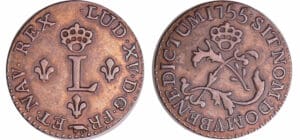 Louis XV (1715-1774) - Double sol de billon - 1755 A (Paris) faux d'époque Louis XV (1715-1774) - Double sol de billon - 1755 A (Paris) faux d'époque