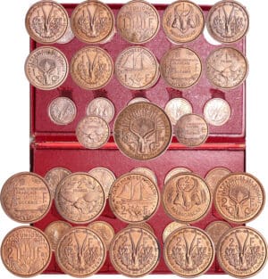 Colonie française - Coffret essai de 23 monnaie en bronze-Nickel Colonie française - Coffret essai de 23 monnaie en bronze-Nickel
