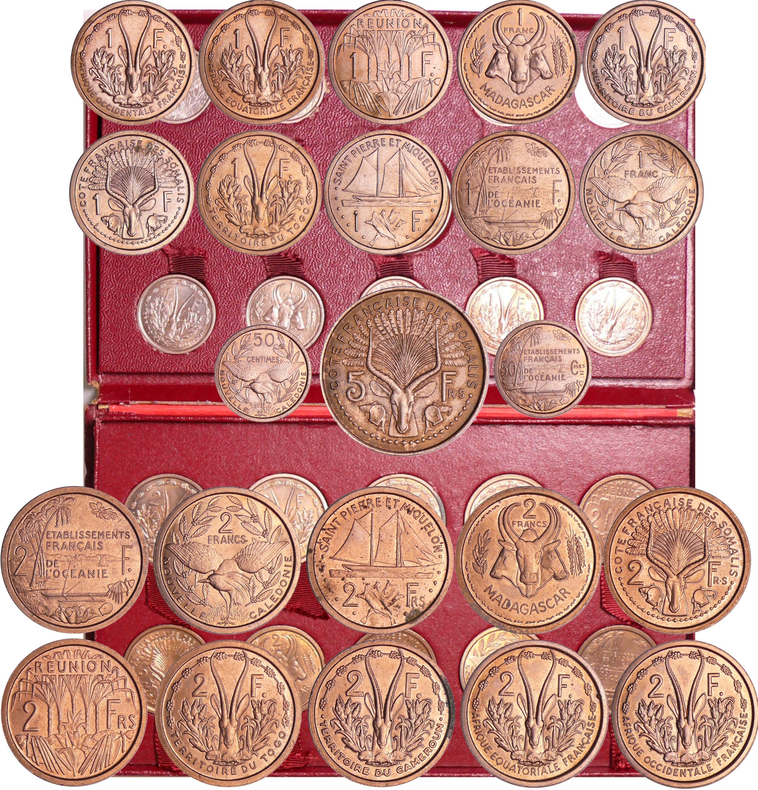 Colonie française - Coffret essai de 23 monnaie en bronze-Nickel Colonie française - Coffret essai de 23 monnaie en bronze-Nickel