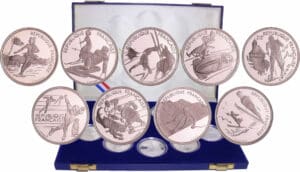 Cinquième république (1959- ) - Coffret Jeux olympique d'Albertville 1992 - 9 monnaies