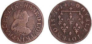 Lorraine - Henriette de Lorraine - Double tournois 1634 - Frappe médaille - Phalsbourg Lixhein Lorraine - Henriette de Lorraine - Double tournois 1634 - Frappe médaille - Phalsbourg Lixhein