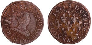Lorraine - Henriette de Lorraine - Double tournois 1633 - Frappe médaille - Phalsbourg Lixhein Lorraine - Henriette de Lorraine - Double tournois 1633 - Frappe médaille - Phalsbourg Lixhein