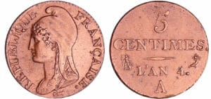 Directoire (1795-1799) - 5 centimes Dupré - petit module - An 4 A (Paris)