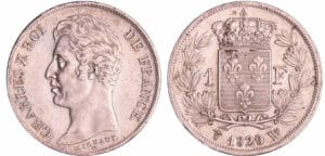 Charles X (1824-1830) - 1 franc 1829 W (Lille) 5 feuilles Charles X (1824-1830) - 1 franc 1829 W (Lille) 5 feuilles