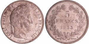 Louis-Philippe Ier (1830-1848) - 5 francs tête laurée 2ème type 1833 B (Rouen) Louis-Philippe Ier (1830-1848) - 5 francs tête laurée 2ème type 1833 B (Rouen)