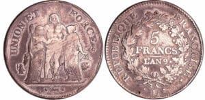 Consulat (1799-1804) - 5 francs Hercule union et force An 9 L (Bayonne) Consulat (1799-1804) - 5 francs Hercule union et force An 9 L (Bayonne)
