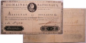 Assignat de 60 Livres (type 1) création du 19 juin 1791 Assignat de 60 Livres (type 1) création du 19 juin 1791