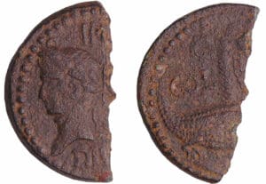 Agrippa et Auguste - 1/2 As (10-14 av. J.-C., Nîmes) Agrippa et Auguste - 1/2 As (10-14 av. J.-C., Nîmes)