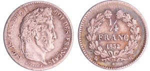 Louis-Philippe Ier (1830-1848) - 1/4 de franc 1832 K (Bordeaux (2 sur 1) Louis-Philippe Ier (1830-1848) - 1/4 de franc 1832 K (Bordeaux (2 sur 1)
