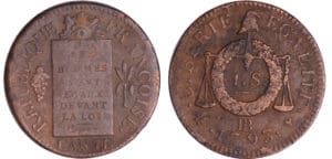 Convention (1792-1795) - Sol à la balance type FRANCOISE - An II - 1793 BB (Strasbourg) Convention (1792-1795) - Sol à la balance type FRANCOISE - An II - 1793 BB (Strasbourg)