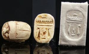 Egypte - Basse époque - Scarabée en calcite - 664 / 332 av. J.-C. (26ème-30ème dynastie)