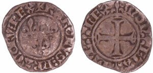 Charles VI (1380-1422) - Double tournois - 1ère émission à l'O rond