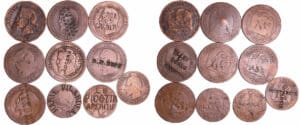 Napoléon III (1852-1870) - Satirique - Lot de 10 monnaies de 10 et 5 centimes Napoléon III (1852-1870) - Satirique - Lot de 10 monnaies de 10 et 5 centimes