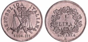 Italie - République italienne (Lombardie) - 1 lira 1804 III, épreuve en étain Italie - République italienne (Lombardie) - 1 lira 1804 III, épreuve en étain