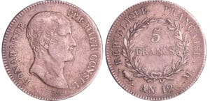 Bonaparte premier consul (1799-1804) - 5 francs An 12 M (Toulouse) Bonaparte premier consul (1799-1804) - 5 francs An 12 M (Toulouse)