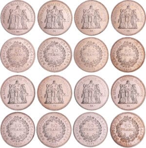 Cinquième république (1959- ) - 50 francs Hercule série complète de 8 monnaies, dont l'avers de la 20 francs 1974