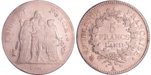 Consulat (1799-1804) - 5 francs Hercule union et force An 11 A (Paris) Consulat (1799-1804) - 5 francs Hercule union et force An 11 A (Paris)