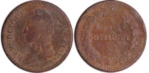Directoire (1795-1799) - 1 décime Dupré - surfrappe du 2 décimes An 5 A (Paris) frappe médaille Directoire (1795-1799) - 1 décime Dupré - surfrappe du 2 décimes An 5 A (Paris) frappe médaille